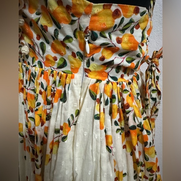 Farm Rio Cashew Ruffle Crossback Off White & Yellow Floral Maxi Dress - XS - Picture 3 of 13